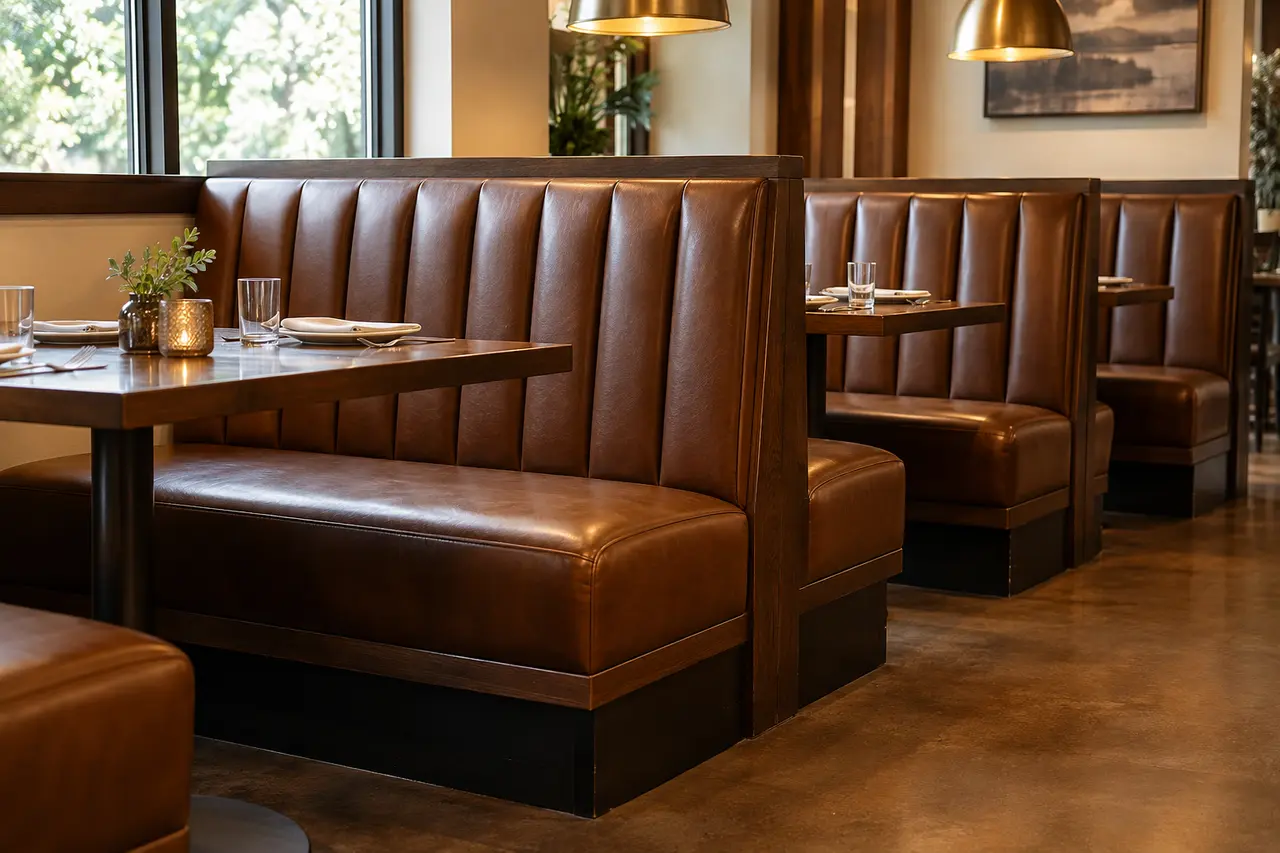 Professionally restored commercial restaurant booth seating